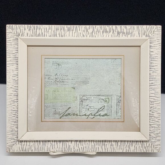 Vintage 1950s Wooden Textured Picture Fraame White Gray 8.5x6.5 - Picture 1 of 11